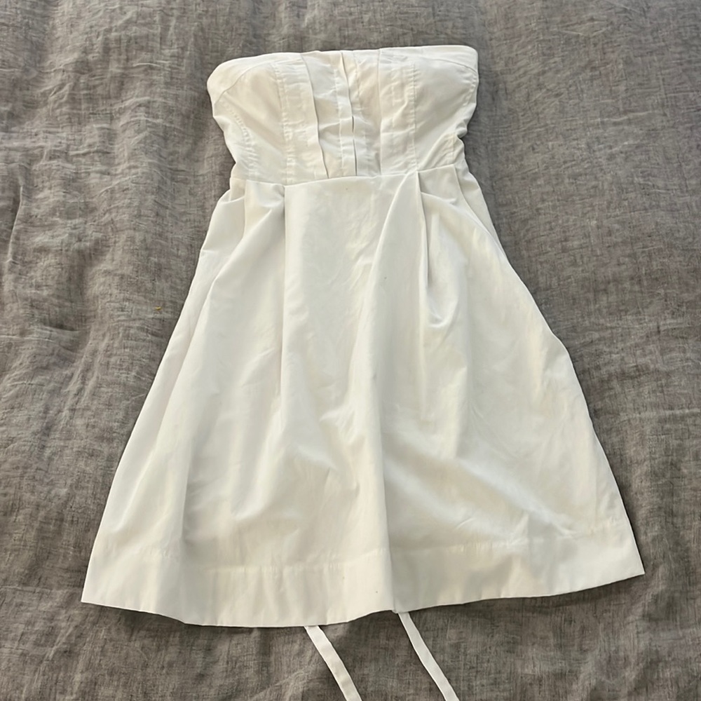 White strapless mini dress